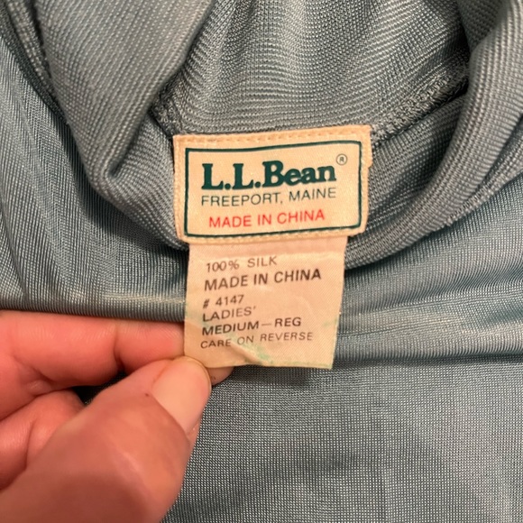 L.L.Bean vintage turtle neck teal color 100% silk size Med - Picture 2 of 5
